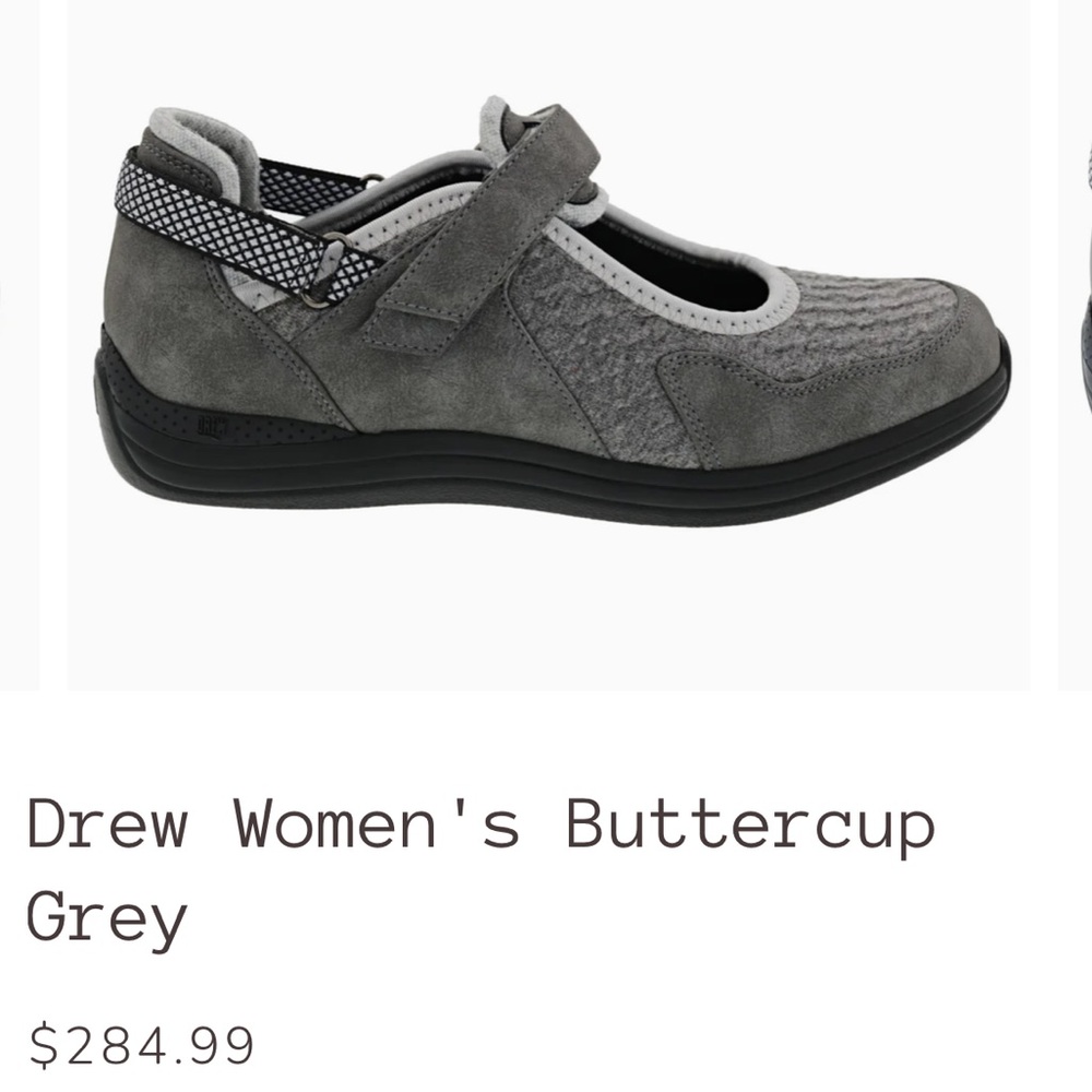 Drew Women's 7M Buttercup orthopedic Mary Jane shoes grey comfort casual neutral